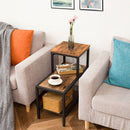 Segenn Bijzettafel 3-laags - sBijzettafel met accent decoratieve ladderplank - industriële bank bijzettafel voor kleine ruimte in woonkamer - slaapkamer - metalen frame - Bruin en zwart