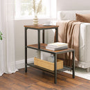 Segenn Bijzettafel 3-laags - sBijzettafel met accent decoratieve ladderplank - industriële bank bijzettafel voor kleine ruimte in woonkamer - slaapkamer - metalen frame - Bruin en zwart