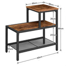 Segenn Bijzettafel 3-laags - sBijzettafel met accent decoratieve ladderplank - industriële bank bijzettafel voor kleine ruimte in woonkamer - slaapkamer - metalen frame - Bruin en zwart
