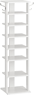 Segenn's Schoenenrek met 8 niveaus - smal schoenenrek - schoenenkasten met 2 haken - opbergplanken - schoen organisator - wit