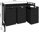 Norwich Wasmand op Wieltjes - 3 vakken en 4 haken - Zwart