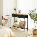 Segenn's consoletafel - console tafel - Dressoir - gangtafel met 3 lades - 2-laags bijzettafel - bijzettafel met stabiel frame - voor hal - woonkamer - industriële stijl - Bruin/Zwart