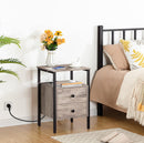 Segenn's Nachtkastje - Bijzettafel met stopcontacten en USB-poorten - bijzettafel met laden en legplank voor kleine ruimtes - woonkamer - slaapkamer - eenvoudig te monteren - Grijs/Zwart