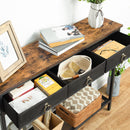 Segenn's consoletafel - console tafel - Dressoir - gangtafel met 3 lades - 2-laags bijzettafel - bijzettafel met stabiel frame - voor hal - woonkamer - industriële stijl - Bruin/Zwart