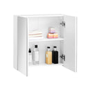 Segenn's Badkamerkast - Spiegelkast - Badkamermeubel - Wandkast voor de Badkamer - in Hoogte Verstelbare Plank - Dubbele Deur - Modern - Wit