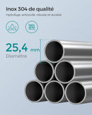 SEGENN Matera Verstelbaar Douche Hoekrek – 95-300 cm – Roestvrij Staal – Zilver/Zwart – Met Planken-Voor Hoekmontage