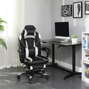 Segenn's Gamestoel - Bureaustoel - met hoofdsteun en Voetsteun - Ergonomisch - Zwart en Wit