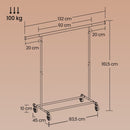 SEGENN Forli Zwaar Kledingrek op Wielen – Verlengbaar en Stevig – Voor Jassen, Kleding en Meer-Professioneel Kledingrek op Wielen