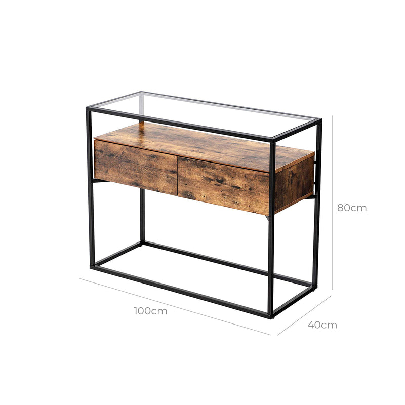Segenn's Industriële Glazen Consoletafel - Bijzettafel - Side Tables - Bijzettafels - 100 x 40 x 80 cm