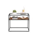 Segenn's Eden Consoletafel - Bijzettafel - Glas en Hout - Bruin - Zwart - Vintage