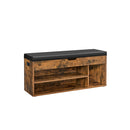 Segenn's Naples Schoenenbank met Gestoffeerde Zitting – Vintage Bruin – Houten Opbergbank voor Schoenen