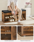 Segenn's Naples Schoenenbank met Gestoffeerde Zitting – Vintage Bruin – Houten Opbergbank voor Schoenen