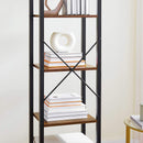 Segenn's Luxe2 - Boekenkast - Opbergrek - Open Kast - 6 Niveaus - Vintage - Industrieel - Bruin - Zwart - Bewerkt Hout - Metaal