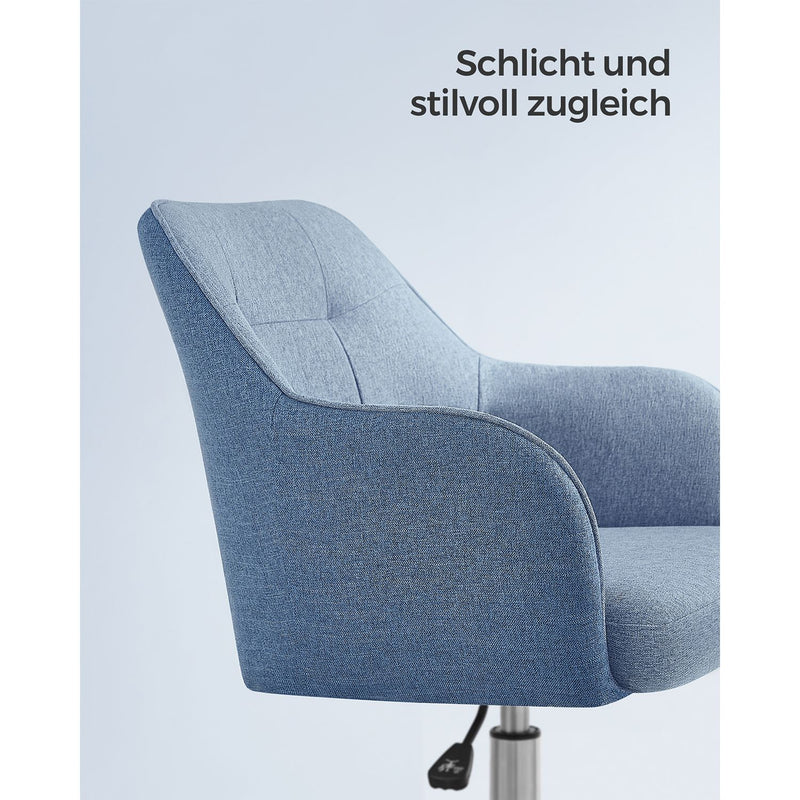 Segenn's Draaistoel - bureaustoel - bureaustoel in hoogte verstelbaar - tot 110 kg belastbaar - ademende stof - voor werkkamer - slaapkamer - blauw
