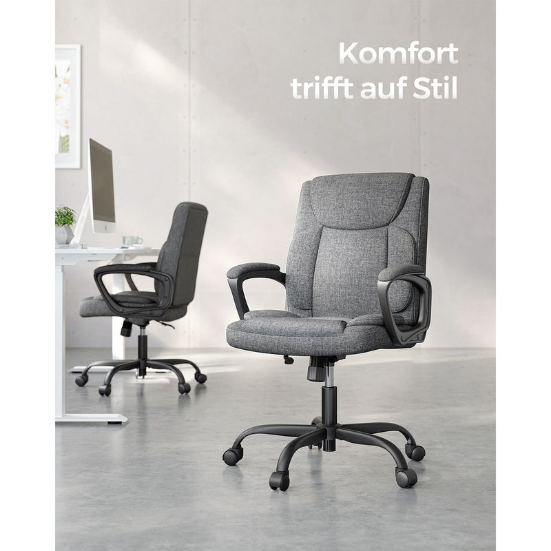 Segenn Bureaustoel - ergonomische bureaustoel - computerstoel - draaistoel - kantelfunctie - in hoogte verstelbaar - gevoerde armleuningen - polyurethaan oppervlak - Grijs