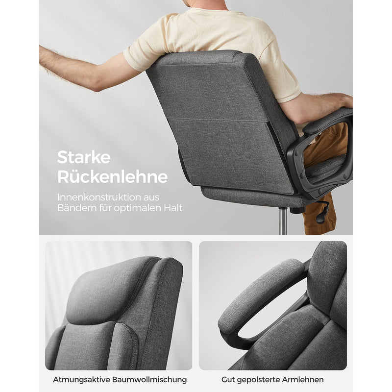 Segenn Bureaustoel - ergonomische bureaustoel - computerstoel - draaistoel - kantelfunctie - in hoogte verstelbaar - gevoerde armleuningen - polyurethaan oppervlak - Grijs