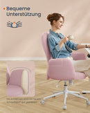SEGENN Padua Pastelroze Draaistoel met Armleuningen – Ergonomisch & Verstelbaar-In Hoogte Verstelbare Bureaustoel-Comfortabel Design