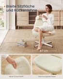 SEGENN Ferrarra Ergonomische Bureaustoel Crèmewit – Brede Zitting en Metalen Kruisvoet-Comfortabele Bureaustoel met Brede Zitting