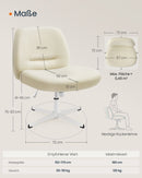 SEGENN Ferrarra Ergonomische Bureaustoel Crèmewit – Brede Zitting en Metalen Kruisvoet-Comfortabele Bureaustoel met Brede Zitting