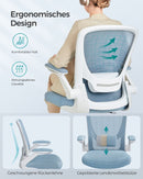 SEGENN Perugia Ergonomische Bureaustoel met Opklapbare Armleuningen – Mistblauw Comfort-Rugondersteuning