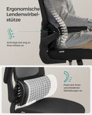 SEGENN Padua Comfortabele Inktzwarte Bureaustoel met Lendensteun en Hoofdsteun-Bureaustoel met Verstelbare Hoofd- en Rugondersteuning