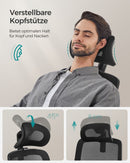 SEGENN Padua Comfortabele Inktzwarte Bureaustoel met Lendensteun en Hoofdsteun-Bureaustoel met Verstelbare Hoofd- en Rugondersteuning