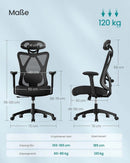 SEGENN Turin Ergonomisch Bureaustoel – Zwart – Comfort & Stevigheid tot 150 kg-Comfortabel & Sterk