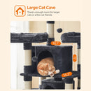 Segenn's Krabpaal XXL 172 cm - grote krabpaal - krabpaal met 3 comfortabele uitkijkplatforms - kattenspeelgoed met 2 knuffelholen - dikke sisalpalen - extra krabplank - stal - Rookgrijs