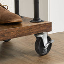 Segenn's kledingrek op wielen - kapstok met kledingroede - Uitschuifbaar - Industrieel - Vintage Bruin-Zwart