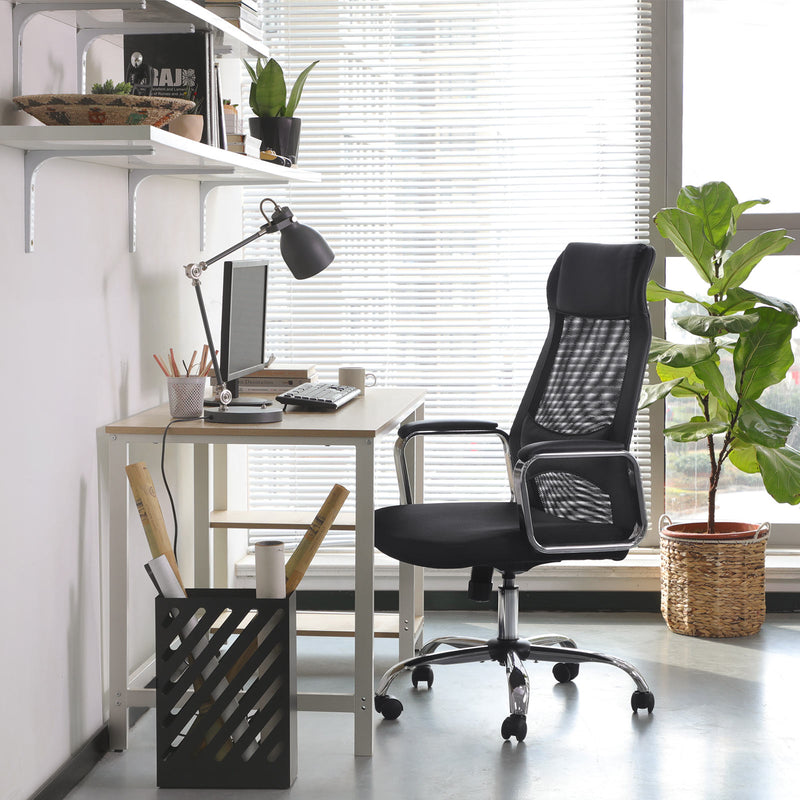 Segenn's bureaustoel - bureaustoel met netbekleding - ergonomische computerstoel - ademende rugleuning - met hoofd- en lendensteun - in hoogte verstelbaar - belastbaar tot 140 kg - zwart
