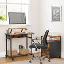 Segenn's Bureau - Computerbureau - 6 Haken - Op Wieltjes - Monitorstandaard - Industrieel - Werktafel- Bureau - Laptoptafel -Bruin - Zwart - Bewerkt Hout - Metaal - 80 x 50 x 90 cm