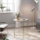 Segenn's bijzettafel - bijzettafel ronde - salontafel - nachtkastje - glazen tafel - met gouden metalen frame - robuust gehard glas - stabiel - goud