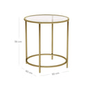 Segenn's bijzettafel - bijzettafel ronde - salontafel - nachtkastje - glazen tafel - met gouden metalen frame - robuust gehard glas - stabiel - goud