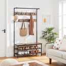 Segenn's XXL kapstok staand - garderoberek- kapstok met schoenenrek - 9 Haken - Industrieel Design - Vintage Bruin-Zwart