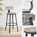 Segenn's Tamarin Barkrukken - set van 2 - barstoelen - keukenstoelen met metalen frame - zithoogte 73,2 cm  - industrieel  -= greige/zwart