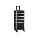 Segenn's cosmetica koffer - professionele make-up koffer - 4 sleutels - voor op reis - grote trolley voor kappers - afsluitbaar - met 360 ° roterende universele wielen - zwart