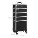 Segenn's cosmetica koffer - professionele make-up koffer - 4 sleutels - voor op reis - grote trolley voor kappers - afsluitbaar - met 360 ° roterende universele wielen - zwart
