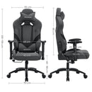 Segenn's Bureaustoel - Gamestoel - Directiestoel - Ergonomisch met Verstelbare Armleuningen - Lendenkussen - 66 x 72 x 124-132 cm Grijs