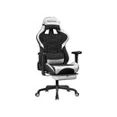 Segenn's Akron Gamingstoel met Voetensteun - 150 kg - Bureaustoel -Bureaustoel - Lendenkussen - Kussen - Hoge Rugleuning - Ergonomisch - Staal - Synthetisch Leer - Ademende Netstof - Zwart en Wit