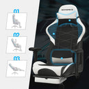 Segenn's Akron Gamingstoel met Voetensteun - 150 kg - Bureaustoel -Bureaustoel - Lendenkussen - Kussen - Hoge Rugleuning - Ergonomisch - Staal - Synthetisch Leer - Ademende Netstof - Zwart en Wit