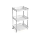 Segenn's Keuken trolley - keukenrek - gemaakt van Kunststof Universele - Trolley met Wielen  - met 3 niveaus - 61 cm hoog - wit