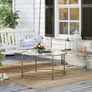 Segenn's Wakefield Salontafel - Ronde Goud - Glazen Tafel - Gouden Ijzeren Frame - 90 cm