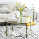Segenn's Wakefield Salontafel - Ronde Goud - Glazen Tafel - Gouden Ijzeren Frame - 90 cm