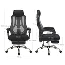 Segenn Mississippi bureaustoel - ergonomische bureaustoel - computerstoel - met netbekleding - hoofd- en voetensteun - rugleuning 135 ° kantelbaar - zwart-donkergrijs