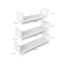 Set van 3 Boekenplanken - U-vormige Wandplank - Glanzend Wit