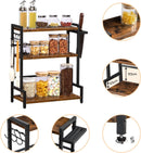 Segenn Kruidenrek, keukenrek met 3 haken, kruidenstandaard met messenhouder, bureau-organizer, verstelbare poten, voor eetkamer, keuken, badkamer, donkerbruin-zwart