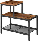 Segenn Bijzettafel 3-laags - sBijzettafel met accent decoratieve ladderplank - industriële bank bijzettafel voor kleine ruimte in woonkamer - slaapkamer - metalen frame - Bruin en zwart