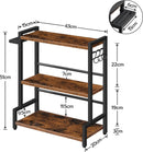 Segenn Kruidenrek, keukenrek met 3 haken, kruidenstandaard met messenhouder, bureau-organizer, verstelbare poten, voor eetkamer, keuken, badkamer, donkerbruin-zwart
