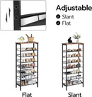 Segenn Schoenenrek - hoog schoenenkast - groot - smal schoenenrek - met platte en kantelbare gaasplanken - metaal - voor 16-24 paar schoenen - bruin/zwart - 60 x 30 x 137 cm