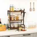 Segenn Kruidenrek, keukenrek met 3 haken, kruidenstandaard met messenhouder, bureau-organizer, verstelbare poten, voor eetkamer, keuken, badkamer, donkerbruin-zwart